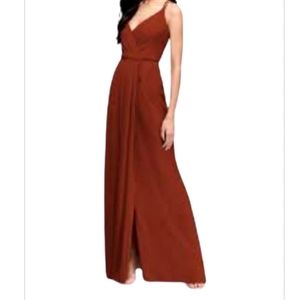 Davids BRIDAL DOUBLE STRAP GEORGETTE MAXI WRAP DRESS